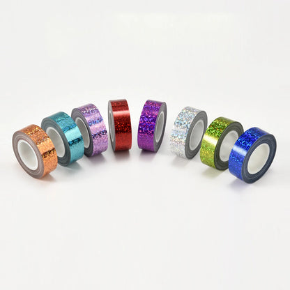 Shiny Laser Masking Washi Tape Decorative Firm Adhesive Tape DIY Scrapbooking Colorful Sticker Label Stationery