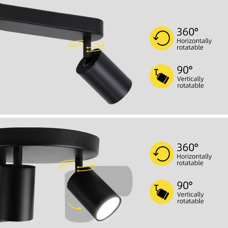 GU10 LED Track Light Spotlight 110-220V Suit Ceiling Lamp GU10 3 Color COB Spot Lights For Kitchen Commercial Living Room Home