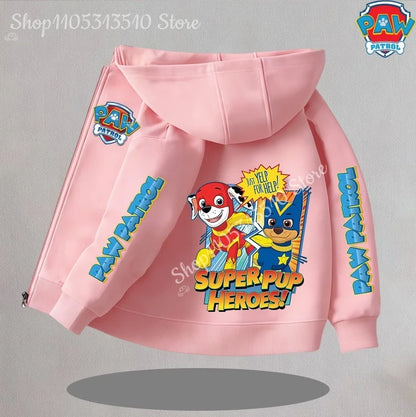 Paw Patrol Kids Thin Hooded Coats Anime Chase Zipper Sweatshirts Outwear Fashion Spring Fall Hoodies Sportwear Children Clothes