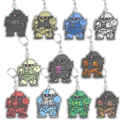 Keychain for Gundam MS-06S Zaku Ll White Cabin Backpack Pendant Anime Game Fans Gift Recycled Acrylic Decoration Rare Card Toy