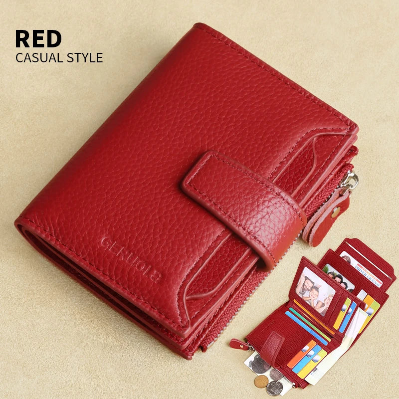 GERUOLA Men's Genuine Leather Wallet, Vintage RFID Blocking Anti-Theft Folding Wallet, ID Window, Coin Pocket, and Zipper Closur