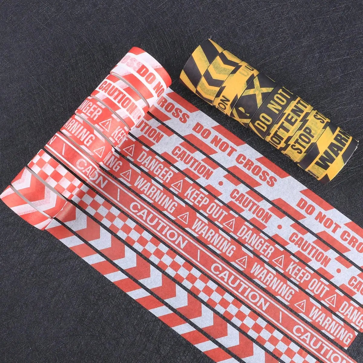 16 Rolls Caution Warning Washi Tape Safety Pattern Decorative Sticker For DIY Crafts Journal Planner Scrapbooking Stationery