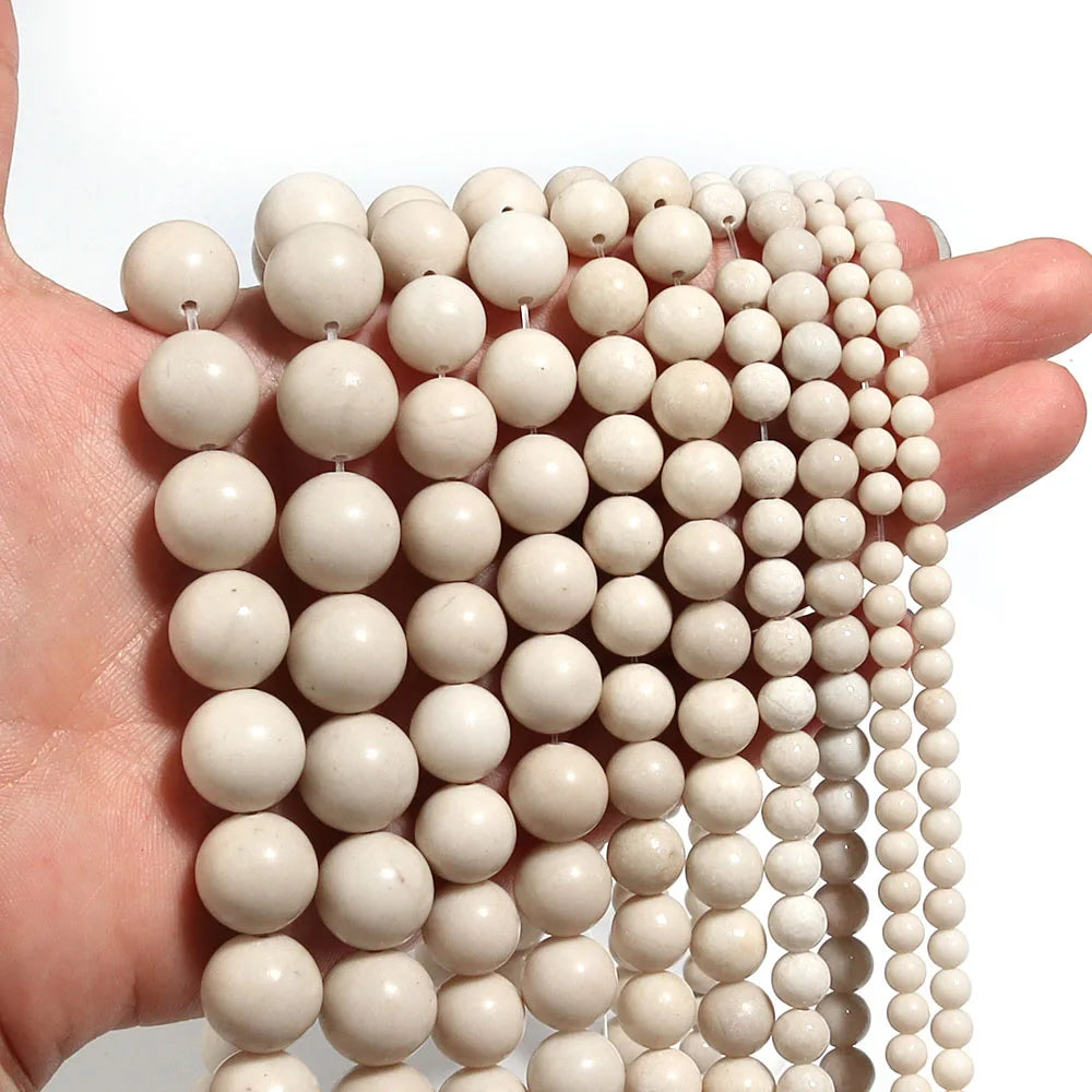 1 Strand/Lot Beige Matte Ancient Stone Natural Stone Round Loose Beads For Jewelry Making Charm DIY Accessories 4/6/8/10/12mm