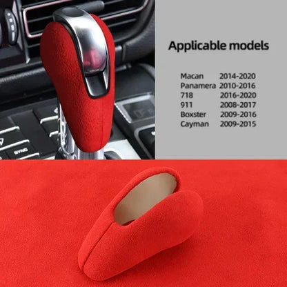 Car Gear Shift Knob Top Suede Wrap Trim Cover for Porsche Macan 95B Panamera 970 718 911 Interior Sticker Accessories
