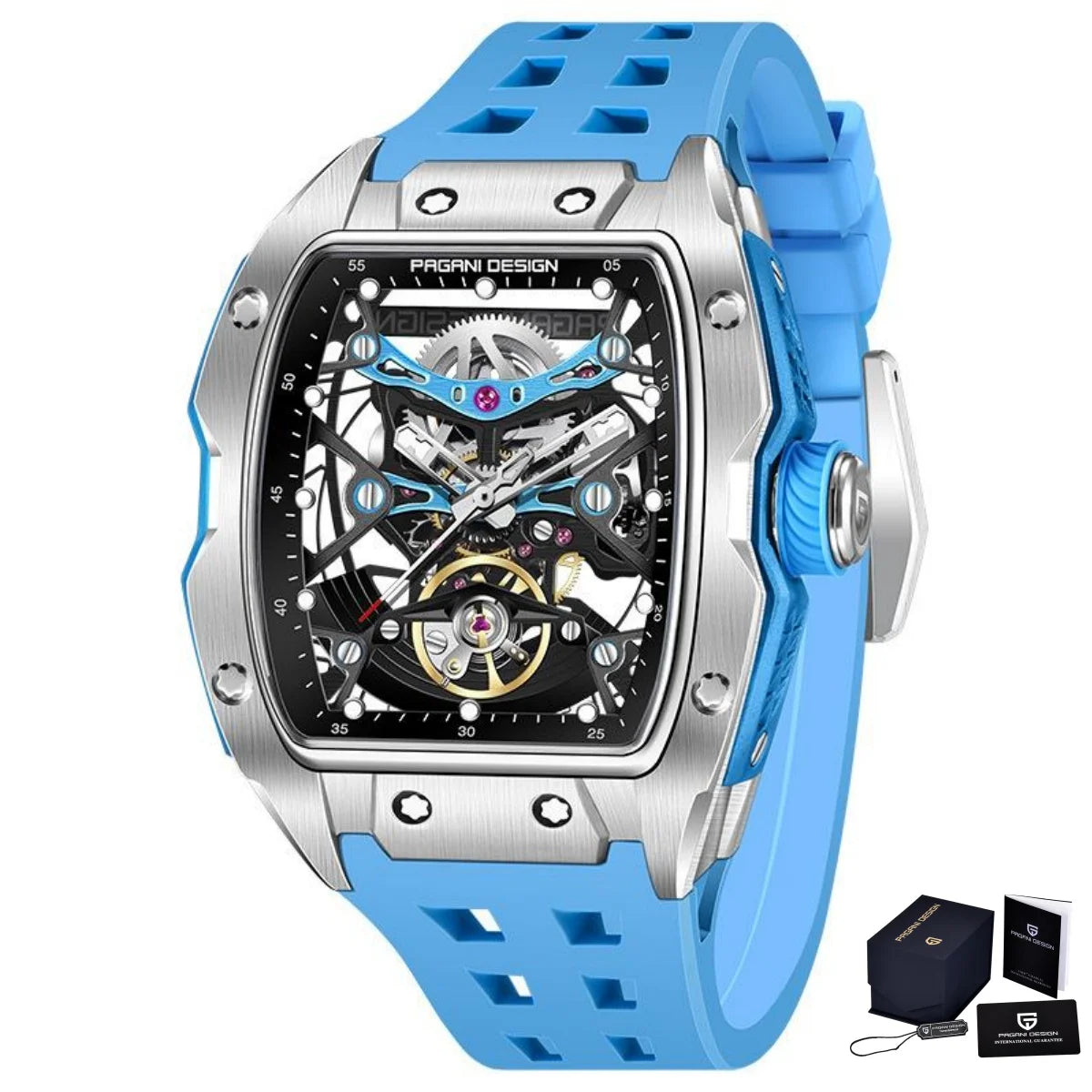 PAGANI DESIGN 42MM Hollow Skeleton Men Mechanical Watches Luxury Sapphire Glass Automatic Watch 50M Waterproof Watch For Men