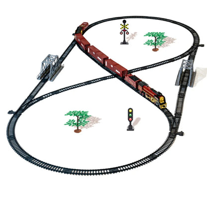 Vintage Steam Train Track Accessories Simulation Electric Train Model Retro Track Train Boy Toys Gift For Kids