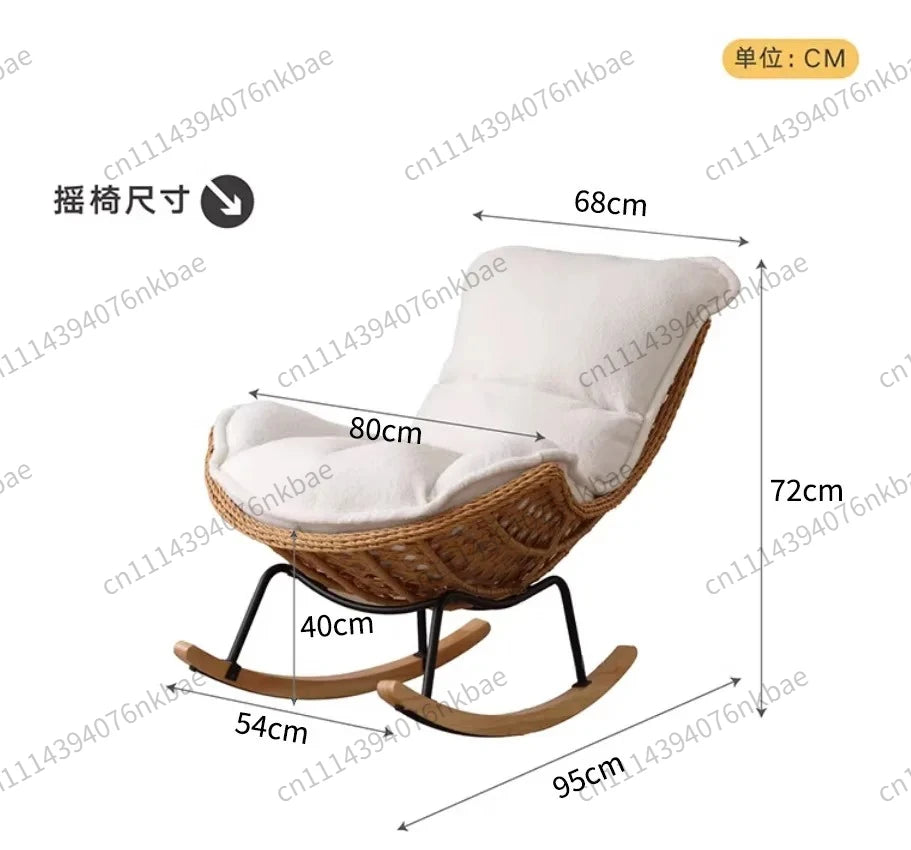 Rattan Rocking Chair for Adults, Lazy Recliner Leisure Sofa, Relax Rocker Chair for Living Room, Balcony Indoor Daily Rest