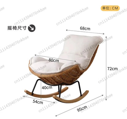 Rattan Rocking Chair for Adults, Lazy Recliner Leisure Sofa, Relax Rocker Chair for Living Room, Balcony Indoor Daily Rest