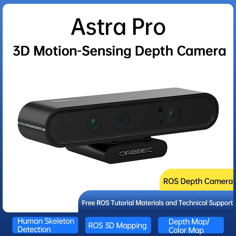 3D Depth Camera ORBBEC Astra Pro 0.6-8M Range For AI Robotics Drones Development Face Recognition With ROS1&ROS2