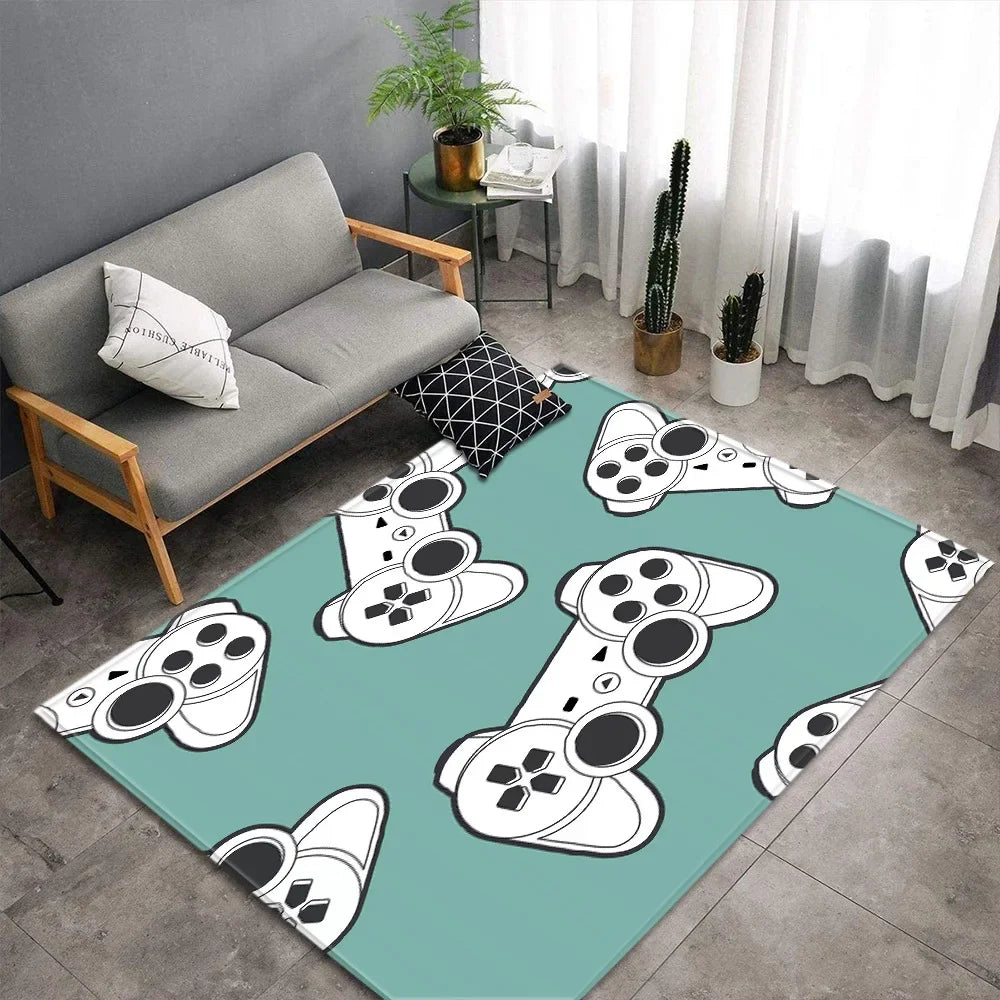 Cartoon Game Console Carpet for Living Room Video Game Children Player Area Rug Soft Anti-slip Bedroom Entrance Floor Mat