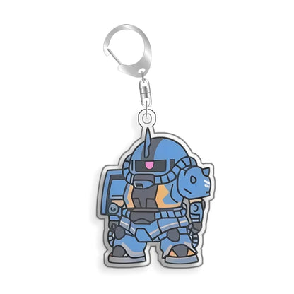Keychain for Gundam MS-06S Zaku Ll White Cabin Backpack Pendant Anime Game Fans Gift Recycled Acrylic Decoration Rare Card Toy