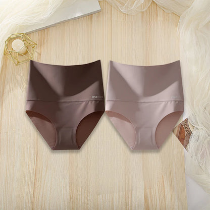 2Pcs/Set High Waist Panties Women Body Slimming Underwear Breathable Comfortable Briefs Solid Briefs  Breathable Lingerie