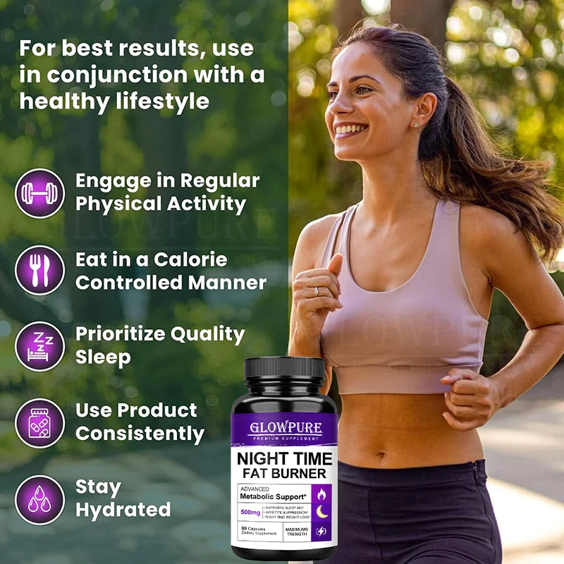 Slimming Capsule Night Time Fat Burner for Weight Loss, Boost Metabolism, Suppress Appetite Diet，Healthy Weight Management
