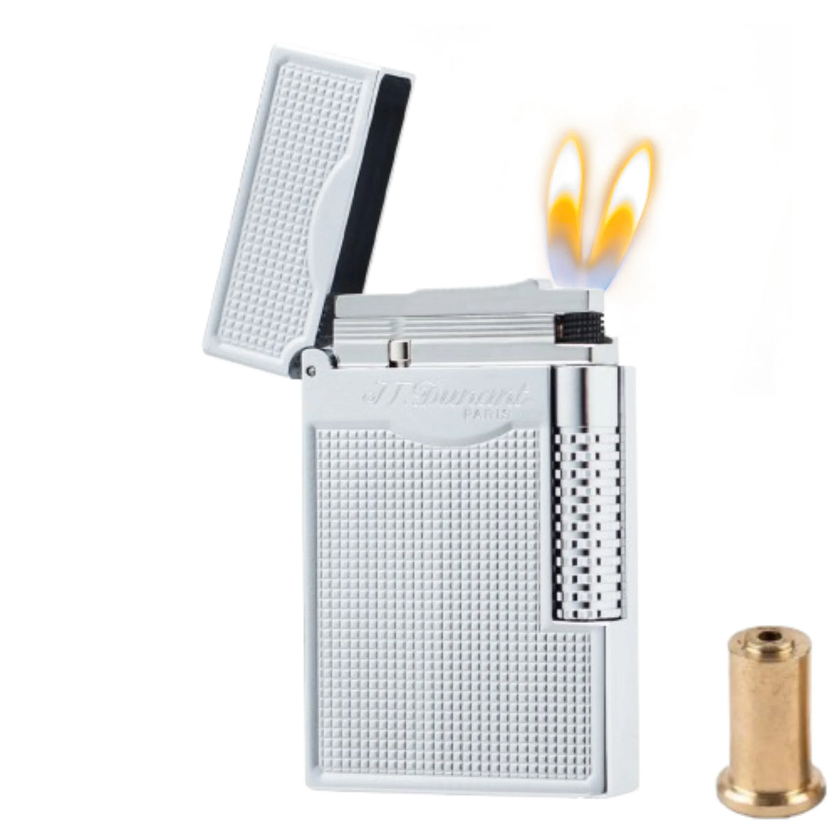 JT.Dunant Lighter Luxury Gold Double Flame Ignition Ding Sound Refillable Butane Gas Lighter Best Gift for Men Husband Boyfriend