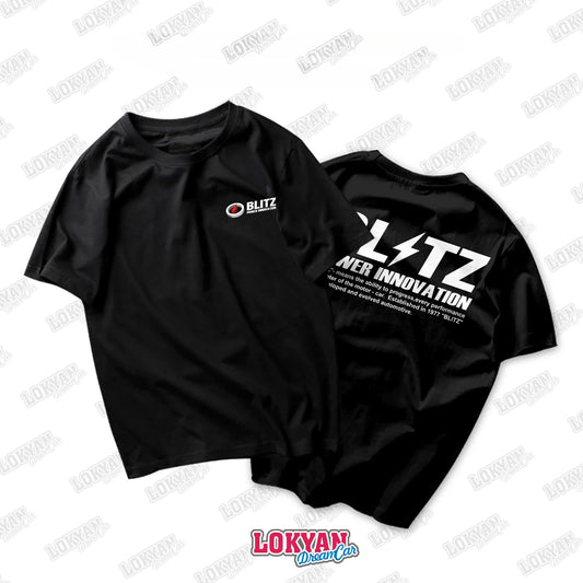 BLITZ Short-sleeved JDM T-shirt Modified Car Classic Brand Printed Short-sleeved Motorcycle Graphic Breathable Casual Men's Tee