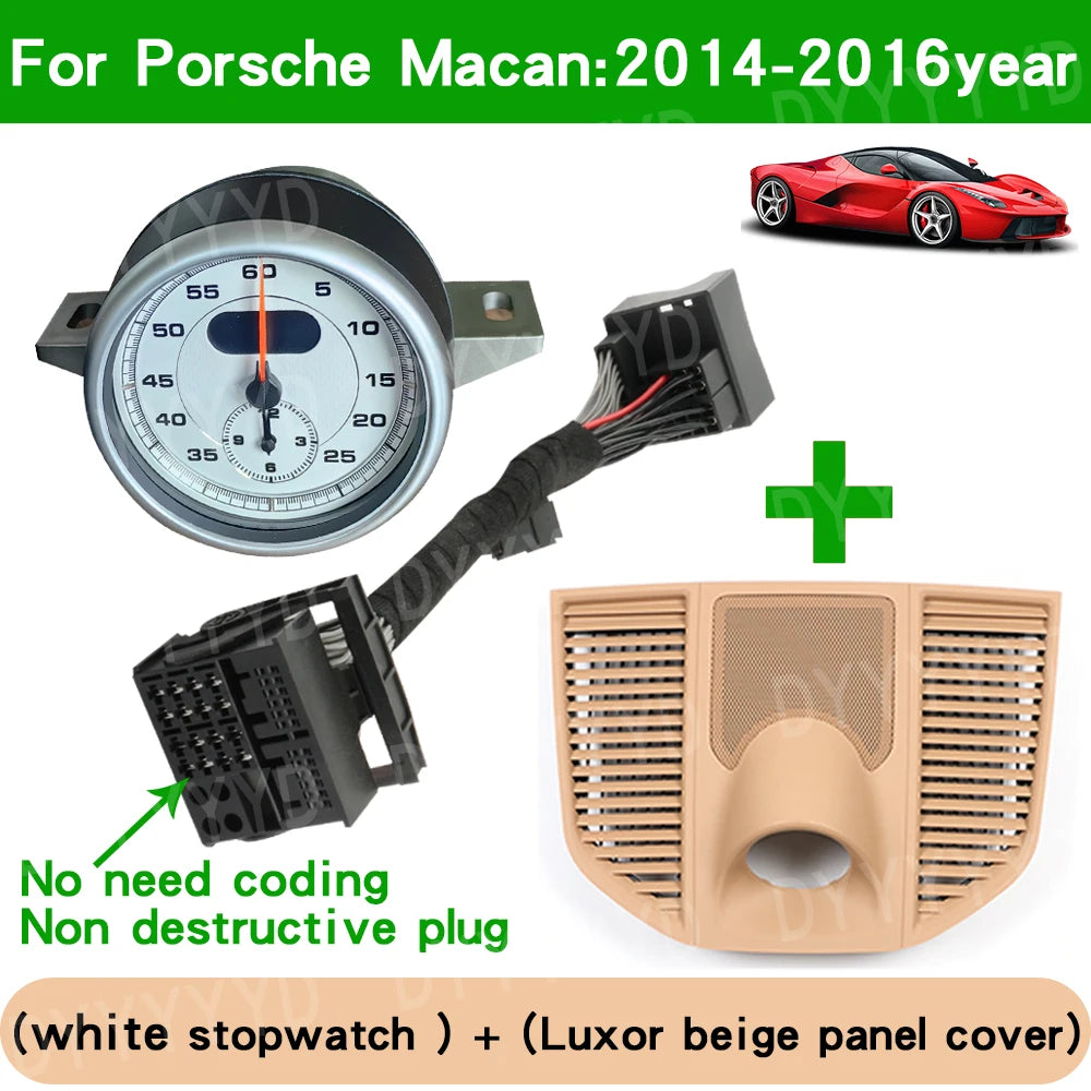 For Porsche Macan 95B 2014-2023 Stopwatch Compass Chrono Clock Watch Instrument Panel Cover Car Interior Dashboard Accessories
