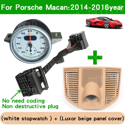 For Porsche Macan 95B 2014-2023 Stopwatch Compass Chrono Clock Watch Instrument Panel Cover Car Interior Dashboard Accessories