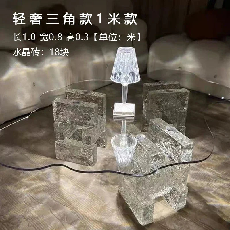 JB Modern Luxury Coffee Table Cloud Shape Design Glass Living Room Coffee Table Unique Glam Table Basse Pour Salon Home Furnitur