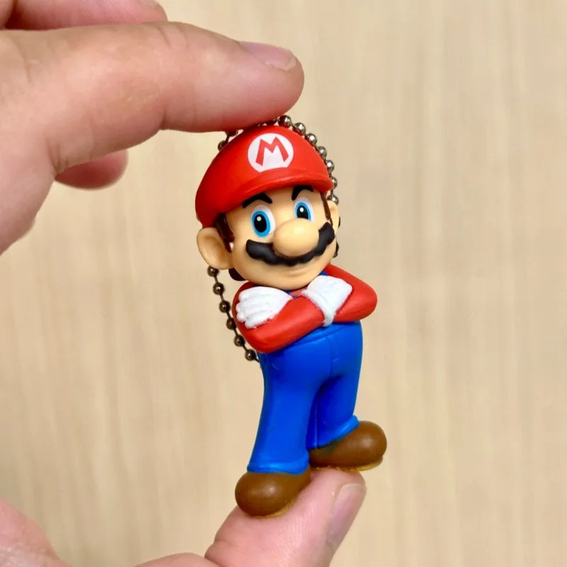 New Bandai Original Shokugan Super Mario Luigi Yoshi Toad Mini Anime Figure Keychain Collectible Charm Pendant Case Decor Gift