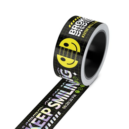 Little Yellow Cute Roll-packed Cartoon Waterproof PVC Sticker Tape Long Warning Trendy Brand Sticker 5 Meters Per Roll