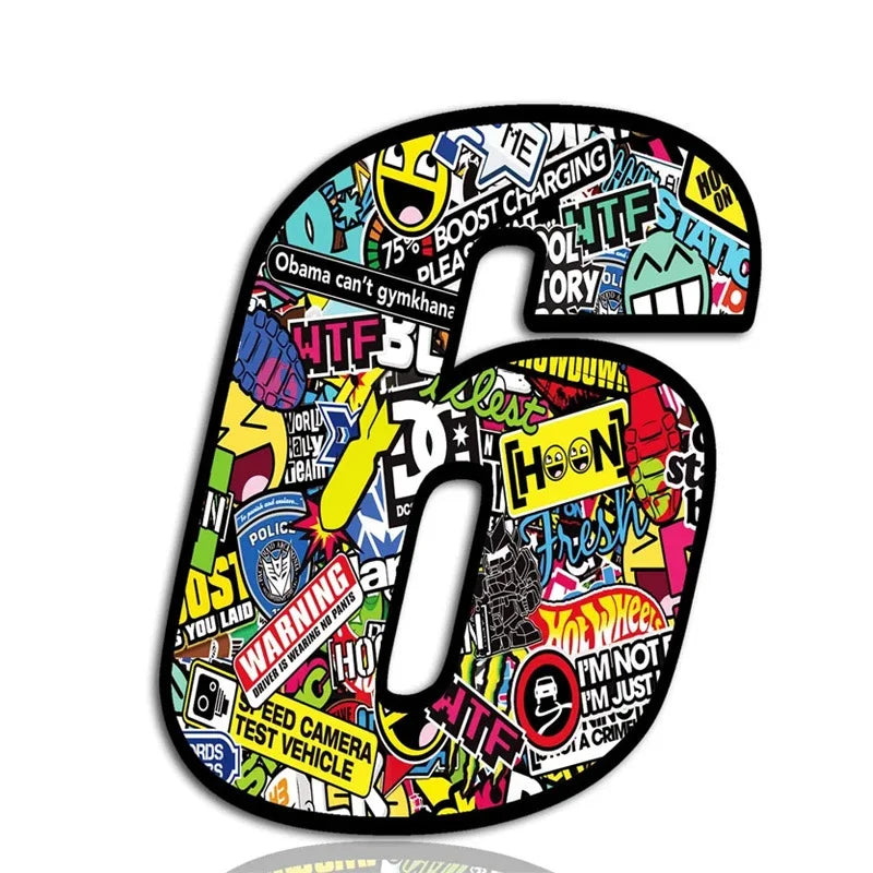 Car Sticker Exquisite Punk Digital Skull Decal Number 0-9 Exterior Parts Interior Stickers Cute, Caravan Accessories PVC
