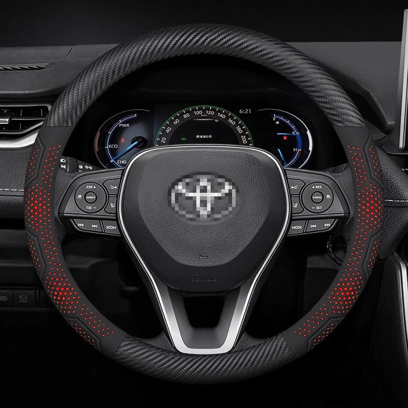 Carbon Fiber Steering Wheel Covers Suitable for Toyota Crown CHR, Yaris, Corolla, Auris, Rav4, Prius, Camry, Raize, Prado.