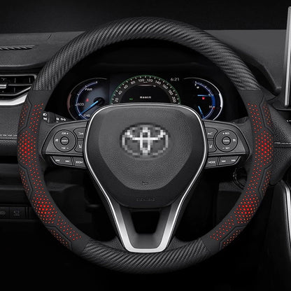 Carbon Fiber Steering Wheel Covers Suitable for Toyota Crown CHR, Yaris, Corolla, Auris, Rav4, Prius, Camry, Raize, Prado.