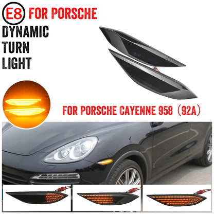 Fit For Porsche Cayenne 958 92A 2010- 2014 2pcs LED Dynamic Amber Turn Signal Light Side Fender Marker Lamp PO2555102