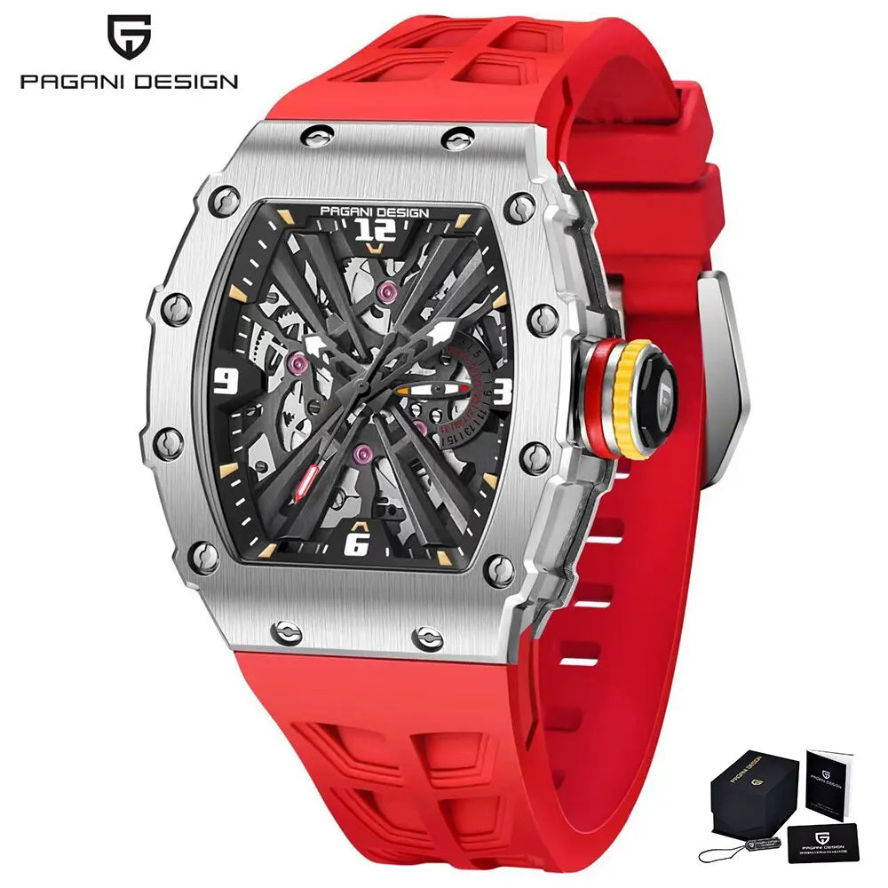 2026 New PAGANI DESIGN Men's Quartz Watches VH65 Skeleton Dial 100M Waterproof Sport Rectangle Sapphire Glass Watch for Men