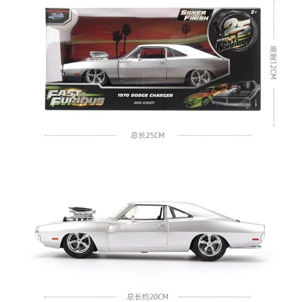 In Stock Jada 25th 1:24 Fast & Furious Dodge Charger Skyline GTR Totota Supra Mitsubishi Eclipse Lancer EVO Alloy Car  Gift Toy