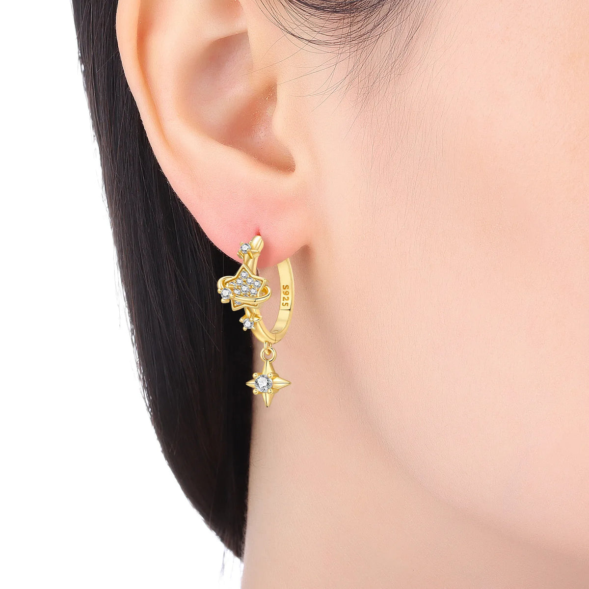 Original 925 Sterling Silver Planet Starlight Earrings Fashion 18K Gold Hoop Earring for Women Piercing Jewelry Aretes Gifts