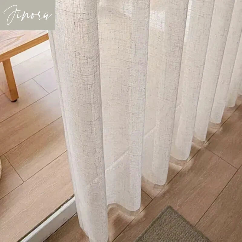 Cotton and Linen Texture Translucent Curtains for Bedroom Living Room with UV Protection Sheer Curtain Window Screen Yarn Custom