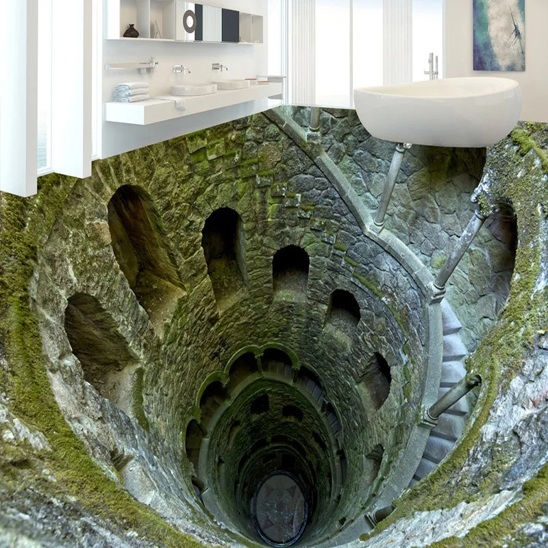 Custom 3D Stereo Floor Painting Mural Photo Wallpaper Living Room Bathroom PVC Waterproof Papel De Parede 3D Paisagem