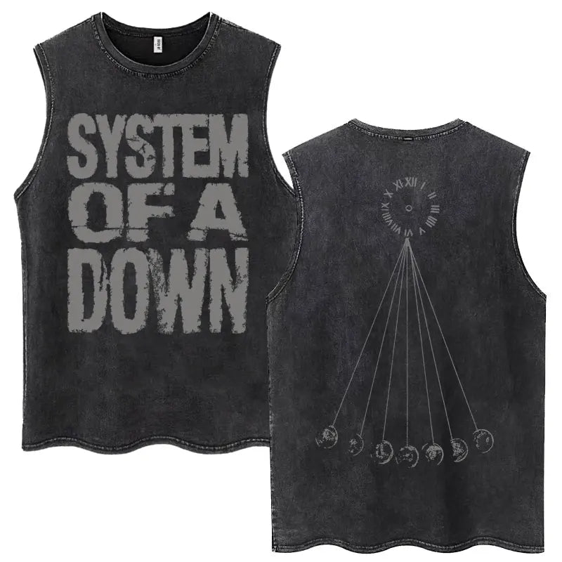 Washed Rock Band Tank Tops Men's Retro Hip Hop Sleeveless T-shirt Summer Oversized Cotton Vests Gifts Fans Gifts Streetwear Tops