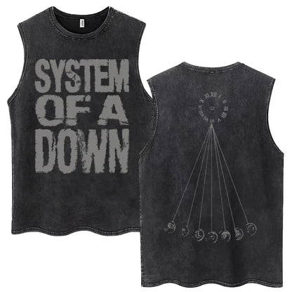 Washed Rock Band Tank Tops Men's Retro Hip Hop Sleeveless T-shirt Summer Oversized Cotton Vests Gifts Fans Gifts Streetwear Tops