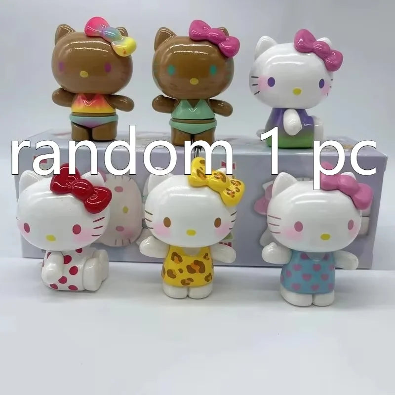 Kt Cat Summer Rainbow Candy Series Blind Box Mini Action Figure Cute Desktop Decor Display Collectible Toys Kids Festival Gifts