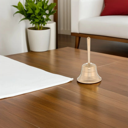 Solid Brass Hand Call Bell Loud Handheld Ringing Bell for Wedding Teacher Classroom Animal Training Meditation Dinner
