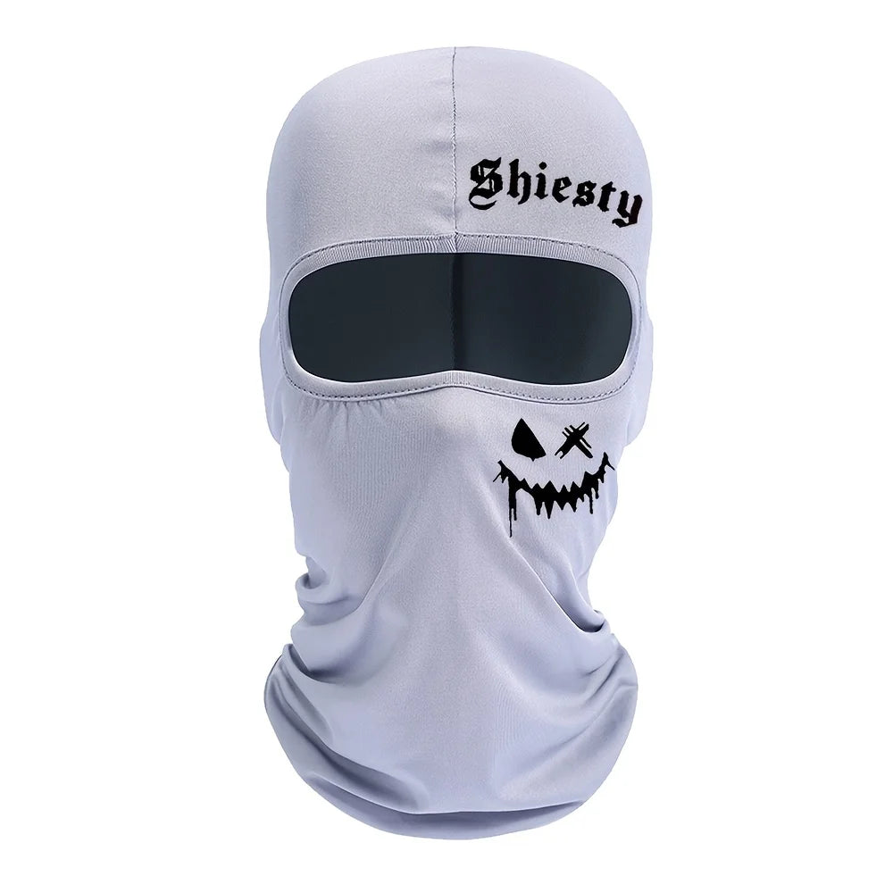 Smiling face print Balaclava face mask, summer cool neck cover, motorcycle skiing scarf, unisex