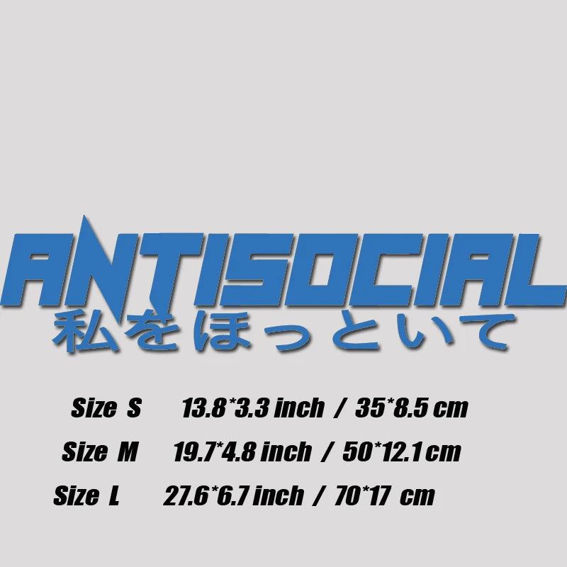 JDM Style 'ANTISOCIRL' Vinyls Decal, Windshield Rear Window Decal Car Sticker Banner, High Quality for Car Truck & LAPTOP!