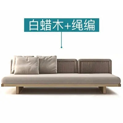 Woven Rattan Outdoor Sofa with Solid Wood Base, Weather-Resistant Patio Couch, 3-Seater Lounge Sofa for Balcony & Garden