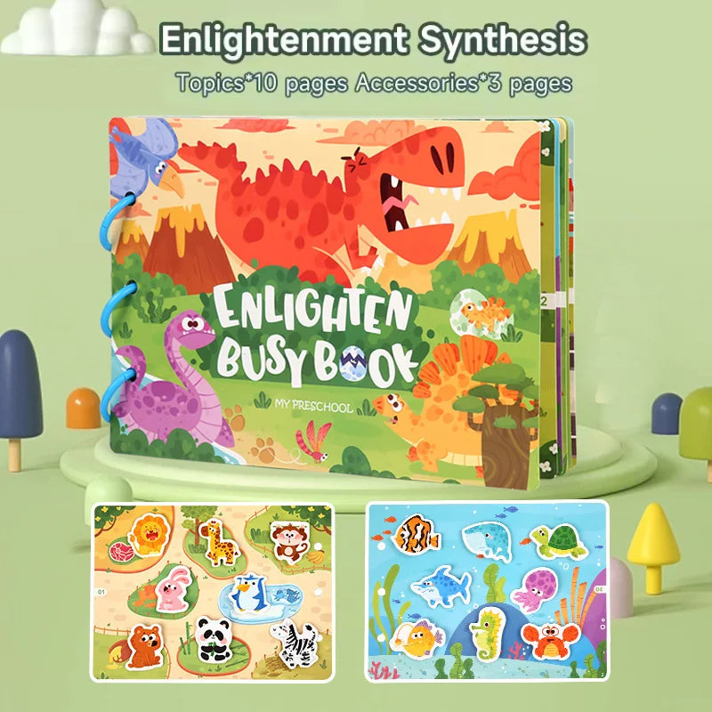 Montessori Baby Busy Book My First Quiet Book Paste Early Learning Education Toy for Toddlers Matching Game Toys for Kids Gifts