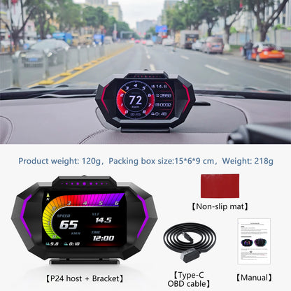 AD Digital Car LCD HUD GPS OBD2 Head Up Display Slope Meter Speed Alarm KM/H MPH Speedometer Tachometer Water Temp Boost Gauge