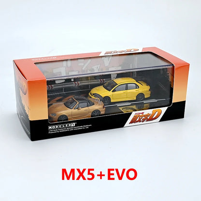 Anime 1:64 first text D AE86 RX7 NSX with scene set Alloy die-cast simulation car model,adult decoration,boy toy,children's gift