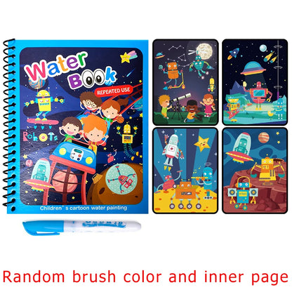 1Set Magic Water Drawing Book for Kids Reusable Water Coloring Book with Pen No Mess Painting Pad Early Educational Learning ZYF