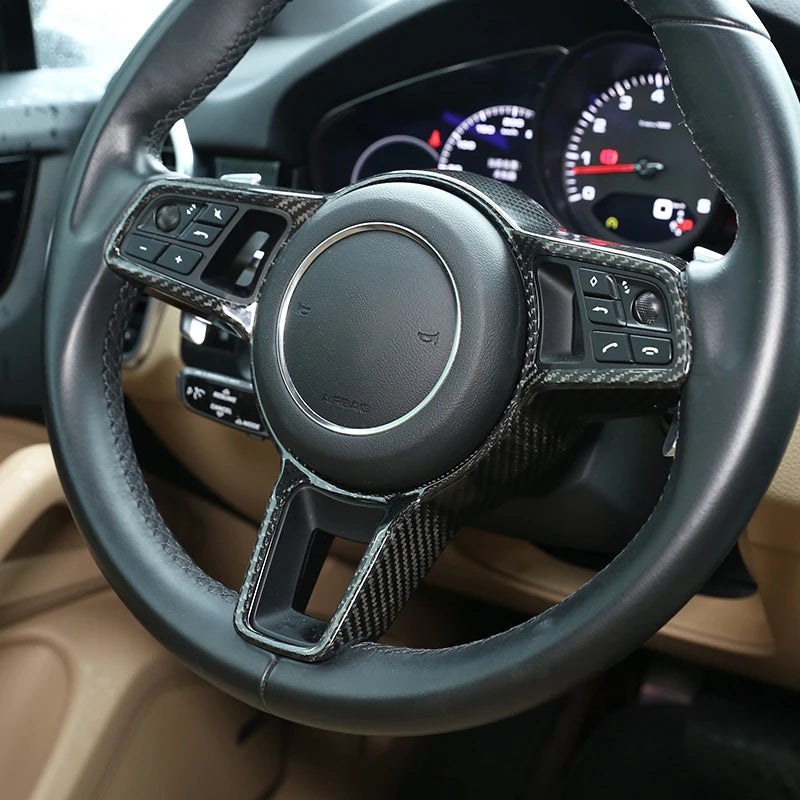 For Porsche Panamera Cayenne Macan 911 718 918 2014-2024 Real Carbon Fiber Car Steering Wheel Decorative Frame  Auto Accessories