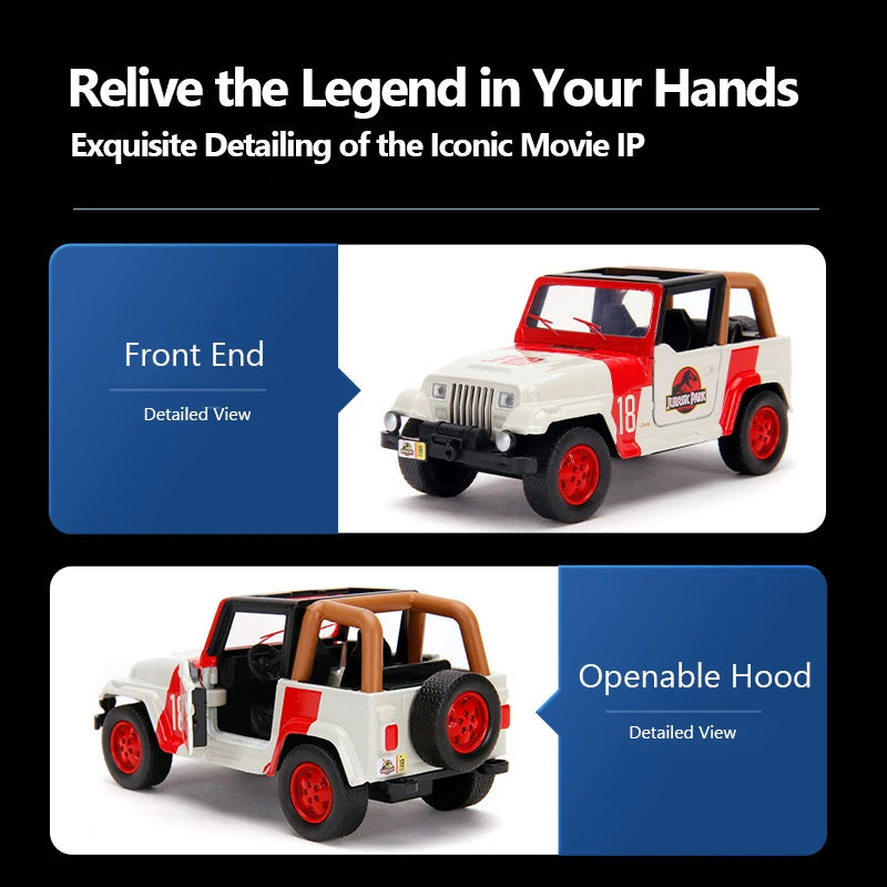 JADA Hollywood Rides: 1992 Jeep Wrangler 18 Jurassic Park 1:32 Die-Cast Model Car JD32129