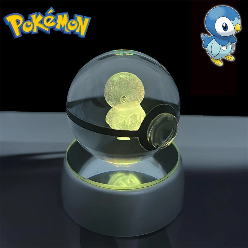 Pokemon 3D Crystal POKE BALL Figure Toys Snivy Dragonair Blastoise Venusaur Milotic Raichu Night Light LED Lamp Base Model Dolls
