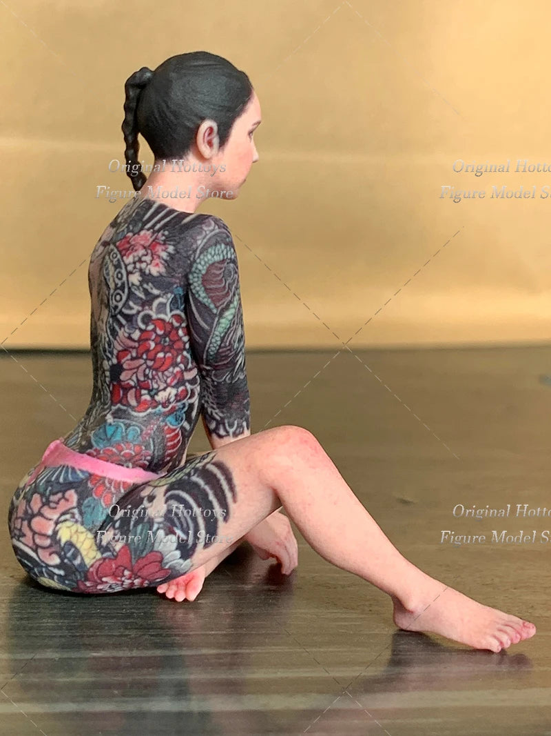 1/16 Scale Female Soldier Cool Girl Tattoo Beauty Mini Realistic Sculpture Full Set About 6.09cm Action Figure Model Gifts