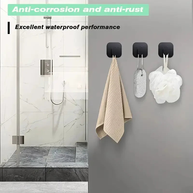 2pc/4pc Bathroom Clothes Hooks, Adhesive Wall Hooks, Stainless Steel Towel Racks, Bathroom Kitchen Hardware, Multi-Purpose Hooks