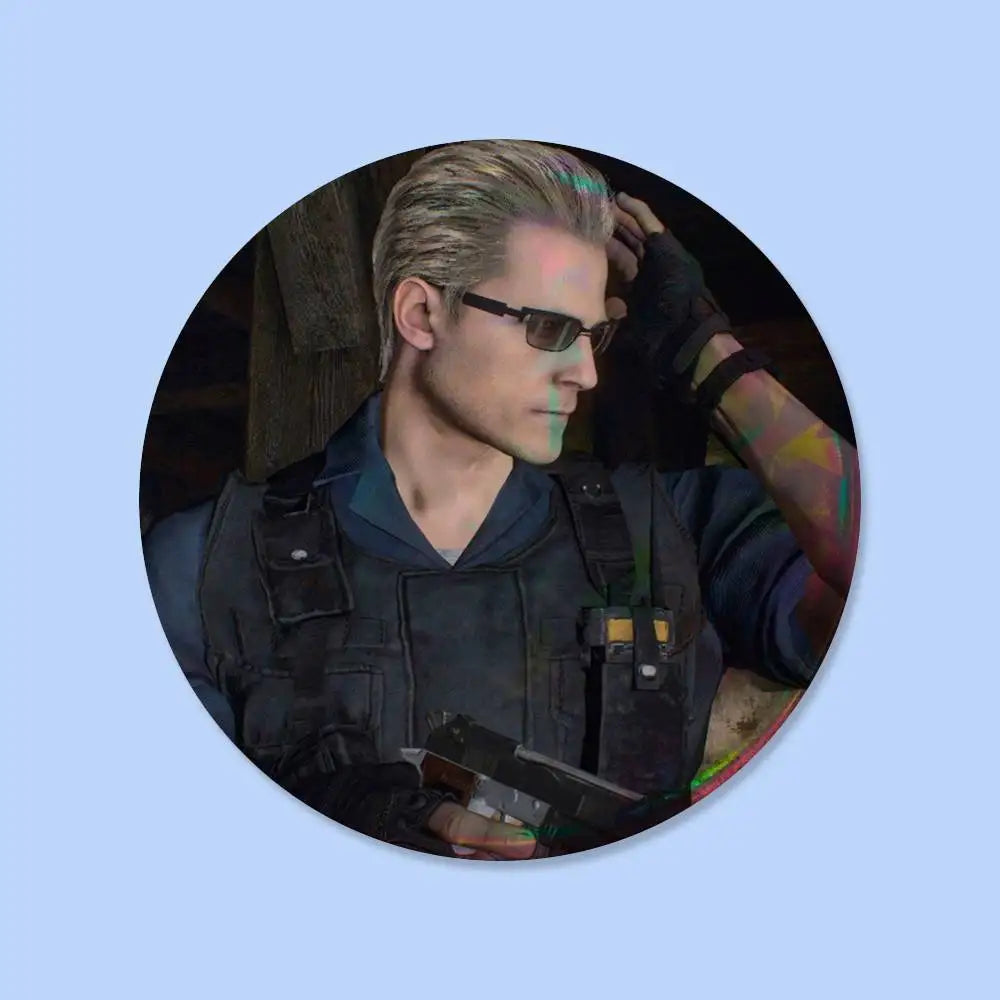 Albert Wesker Resident Evil Badges 25 32 44 58 75 Mm Round Cosplay Pin Bag Decor Fans Collect Friends Gifts Brooch Souvenir